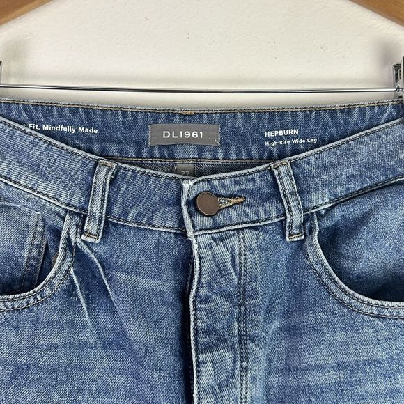 DL1961 Women's Hepburn High Rise Button Fly Denim Wide Leg Strauss Jeans Size 27 - Picture 5 of 11